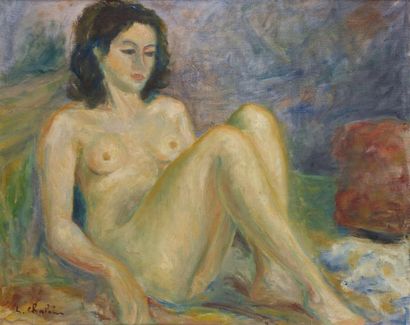 null Léon CHALOIN (1920-1982) Nu assis Huile sur toile Signée en bas à gauche 50...