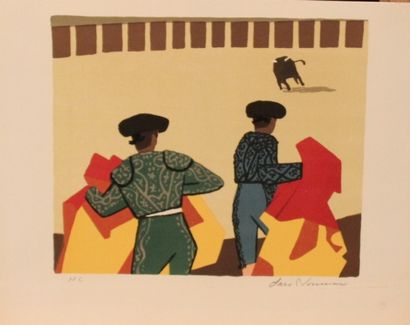 null LARS NOORMAN (1915-1979) Corrida, Flamenco, Homme à cheval Cinq lithographi...