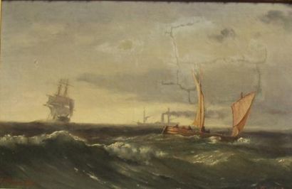 null Johan Jakob BENNETTER (Oslo 1822-1904) 
Marine. 
Huile sur toile signée et datée...