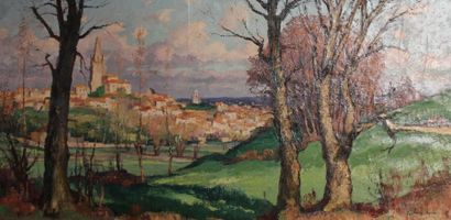 null Gaston BALANDE (1880-1971) Paysage au village Huile sur toile, signée en a droite...