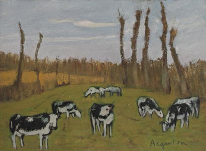 Roger ARGENTON (1908-1990) Prairie animée...