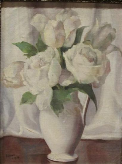 null Pierre-Henri GARNIER SALBREUX (1880-?) Bouquet de rose Huile sur carton signée...