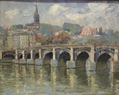 null Roger CUREL-SYLVESTRE (1884-1967) Le pont de Saint Cloud Huile sur panneau signée...