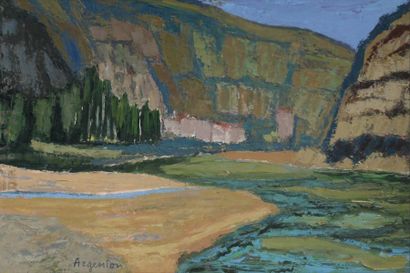 Roger ARGENTON (1908-1990) Paysage des Causses...