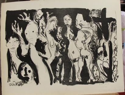 null Bernard DAMIANO (1926-2000) Sans titre Gouache sur papier Suite de quatre lithographies...