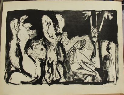 null Bernard DAMIANO (1926-2000) Sans titre Gouache sur papier Suite de quatre lithographies...