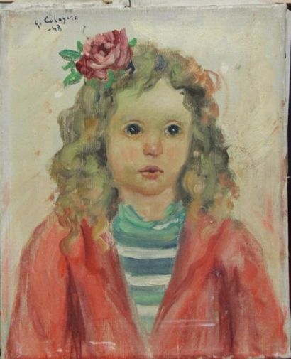 null Jean CALOGERO (1922-2001) "Petite fille"*Huile sur toile Signée et datée (19)48...