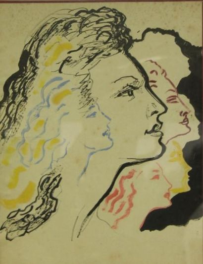 null Charles KIFFER (1902-1992) Etude pour une couverture de Piaf ? Gouache 31 x...