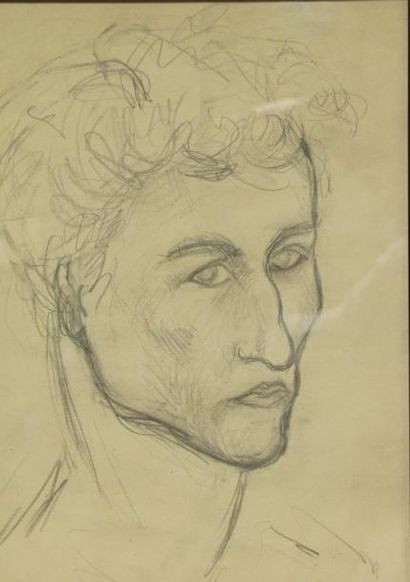 null Charles KIFFER (1902-1992) Portrait d'homme Mine de plomb 34 x 24,5 cm. On y...