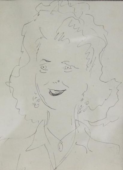 null Charles KIFFER (1902-1992) Portait de femme Encre de chine 23x17 cm Femme au...