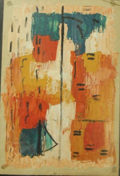null Charles KIFFER (1902-1992) Abstraction Gouache sur papier Monogrammée en bas...