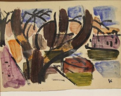 null Charles KIFFER (1902-1992) Paysages Deux huiles sur papier Une monogrammée en...