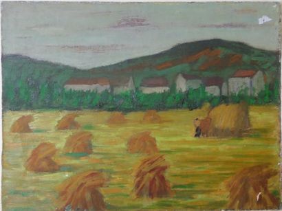 null Roger ARGENTON (1908-1990) Paysage Huile sur toile 45x60 cm (accidents)|