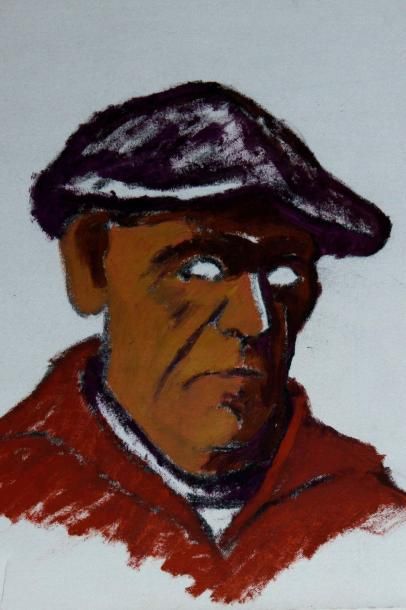 null Roger ARGENTON (1908-1990) Lot d'études : L'homme au béret Huile sur toile 46x39...