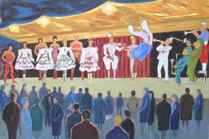 null Roger ARGENTON (1908-1990) La parade foraine Huile sur toile signée en bas à...