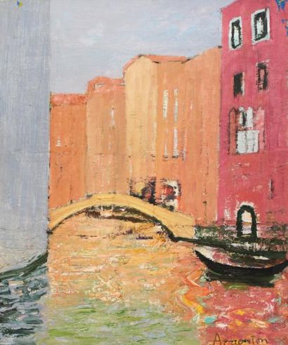 null Roger ARGENTON (1908-1990) Saint Tropez au soleil levant Huile sur toile signée...
