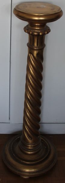 null *Sellette en bois doré en forme de colonne H : 91 cm