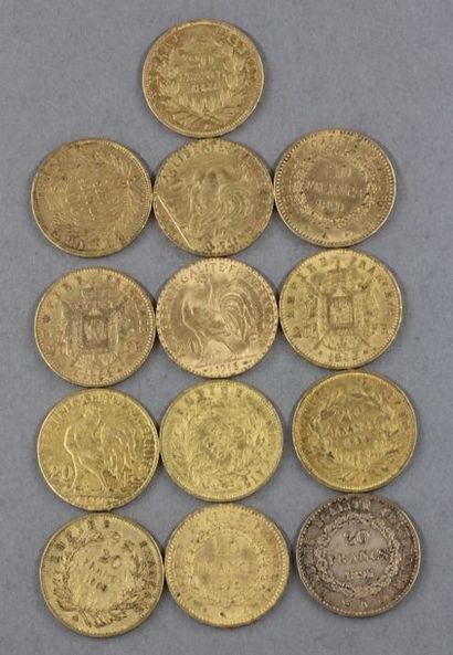 13 pièces de 20 FF en or