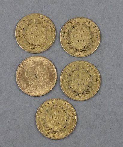 null 5 pièces de 10 FF en or