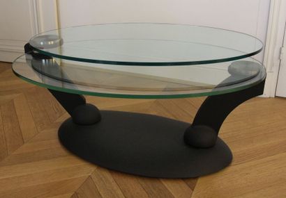 null ROCHE BOBOIS éd. Circa 1997 Table de salon ovale modèle Bonzaï à base ovale...