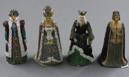 null Gustave VERTUNNI : 4 figurines dont Charlotte de Savoie – Isabeau de Bavière...