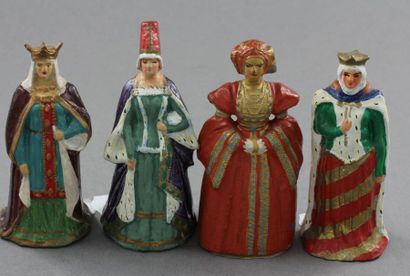 null Gustave VERTUNNI : 4 figurines : Jeanne de France – Anne de Clèves – Marie d’Anjou...