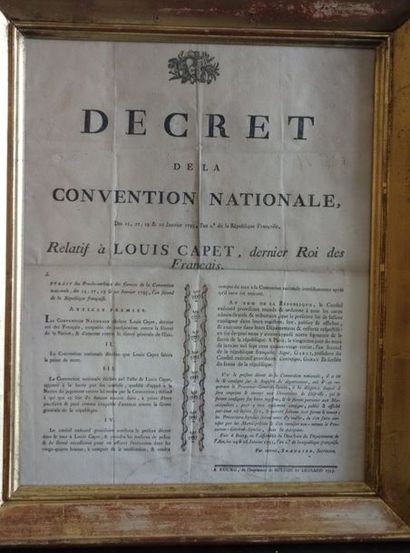 null Lot de six pièces encadrées sur le thème de la Révolution française dont : La...