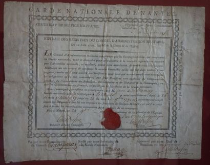 null Lot de six pièces encadrées sur le thème de la Révolution française dont : La...