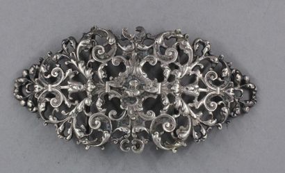 null Boucle de ceinture en argent 800°/°° ajouré à décor de rinceaux et tête d'angelo...