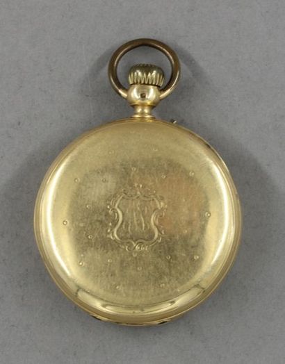 null HALVA Montre de gousset en or jaune 18k, gravé d'un médaillon. 1838-1919, pds...