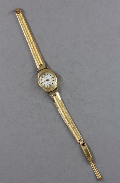 null BERNEISS Bracelet-montre de dame à boitier rond en or jaune 18k et bracelet...
