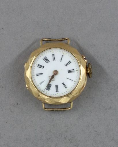 null Boitier de montre en or jaune 18k 1838-1919, gravé de rinceaux, pds brut : 13,9...