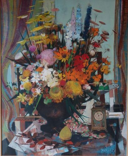 null Robert VERNETBONFORT (1934-) Nature-morte aux fleurs Huile sur toile signée...