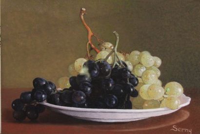 null Yves SERNY (XXème s.) Nature-morte aux raisins Pastel signé en bas à droite...