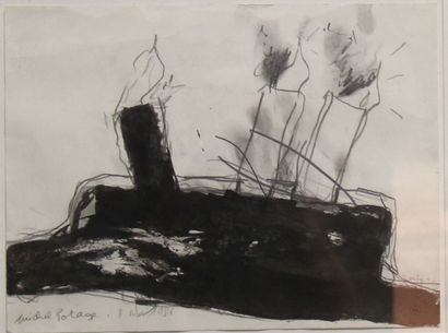 null Michel POTAGE (1949-) Le bateau Encre noire et mine de plomb signée, datée 8...