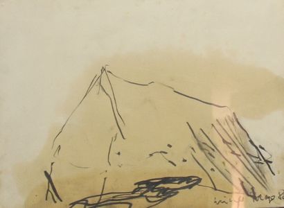 null Michel POTAGE (1949-) Maison Crayon gras et essence sur papier signée, datée...