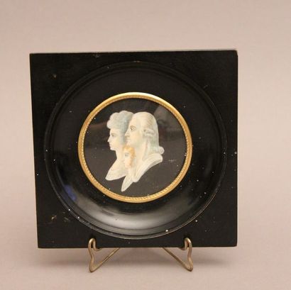 null Ecole moderne Bustes de profil de Marie-Antoinette, Louis XVII, Louis XVI Miniature...