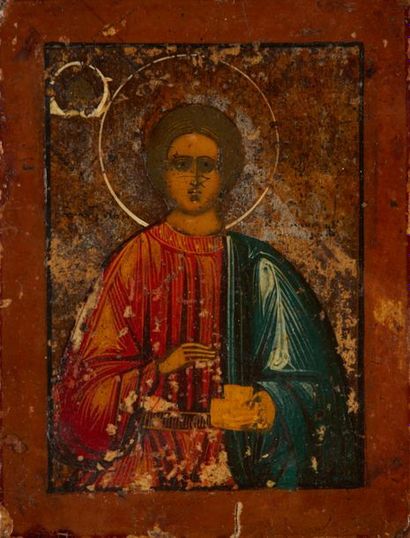 null La Vierge de Vladimir Coupe d’une grande icône insérée dans un panneau postérieur....