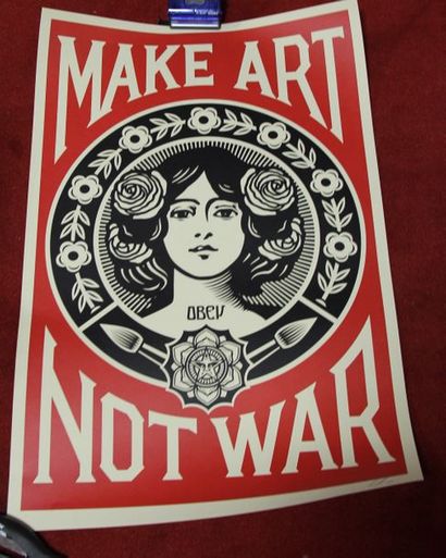 null Shepard FAIREY (1970-) Make art not war, 2018 Sérigraphie sur papier signée...