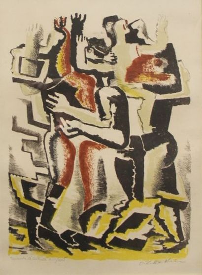 null Ossip ZADKINE (1890-1967) Les trois mages, 1953 Lithographie polychrome signée...