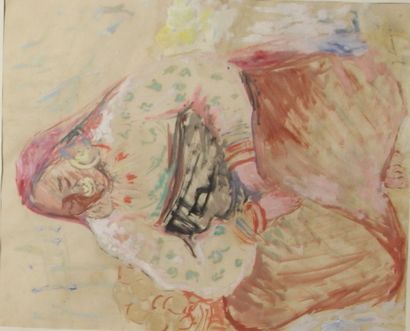 null Jean LAUNOIS (1898-1942) Femme Aquarelle 38x32 cm