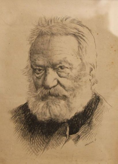 null Portrait de Victor Hugo Gravure signée Heririer en bas à gauche
26x20 cm
