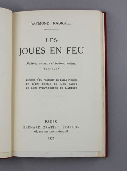 null RAYMOND RADIGUET. Les Joues en feu. Poèmes anciens et poèmes inédits. 1917-1921....
