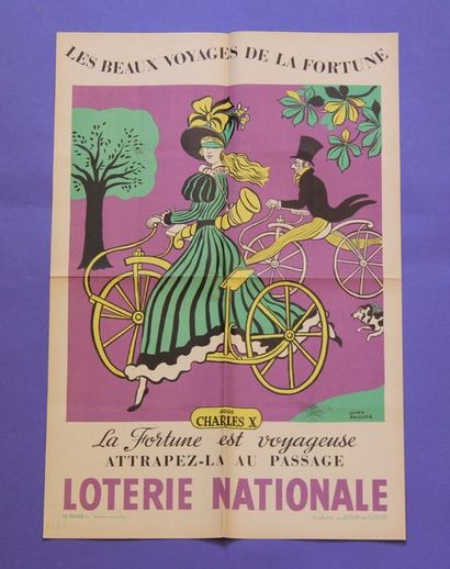 null Lot de 14 affiches:
- F. Lesour, t Loterie Nationale, Grand Prix de Paris 1960,...