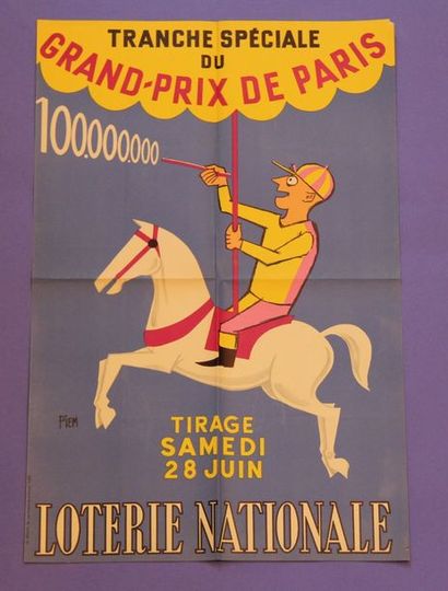 null Lot de 15 affiches:
- Piem, Loterie Nationale, Grand Prix de Paris 1957, Le...