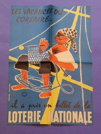 null Lot de 15 affiches:
- Y. Galichon, Loterie Nationale, Les vacances du gangster...