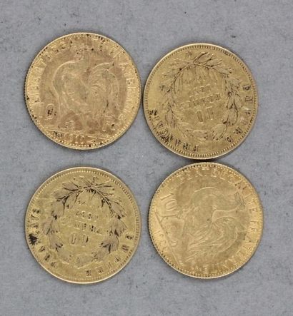 *Quatre pièces de 10 FF en or 1857(2), 1900,...