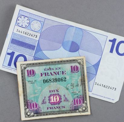 null 2 billets, un billet de 10 francs et un billet hollandais