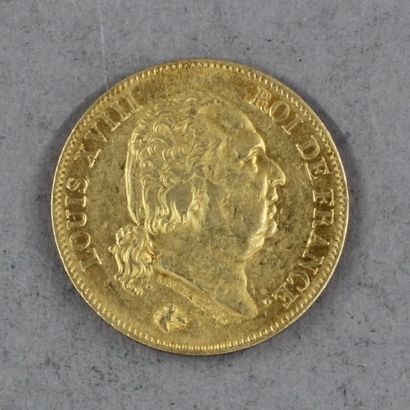 null *Louis XVIII roi de France Une pièce de 40 FF en or, 1818, Lille Av: Buste nu...