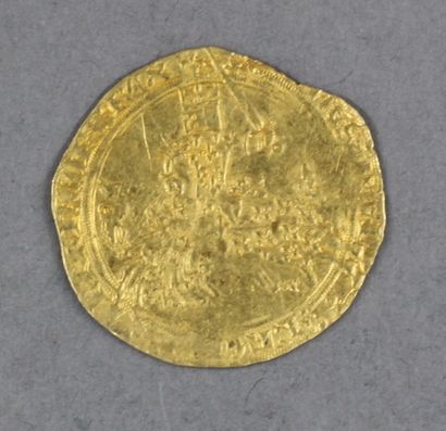 null Jean II Le Bon Franc d'or à cheval, 1360 Av: Le roi à cheval galopant à gauche,...